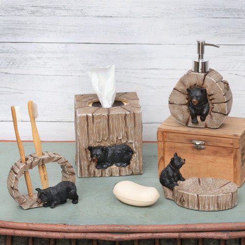 Tree Stump Bear Bath Accessories