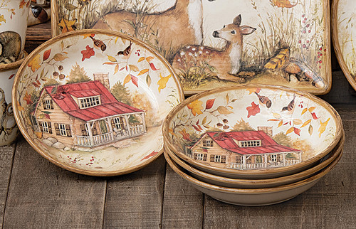 Autumn Wildlife Soup/Pasta Bowls - Set of 4