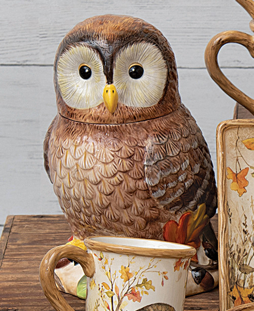 Autumn Wildlife Owl Cookie Jar