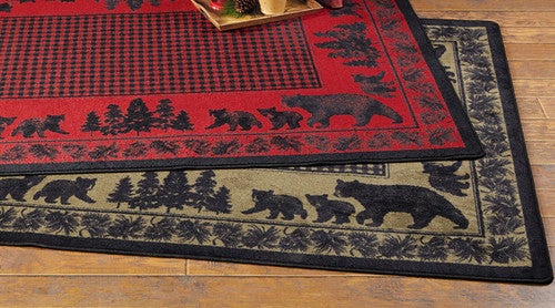 Big Sky Bear Family Green Rug Collection