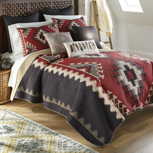 Crimson Vista Quilt Bed Set - King