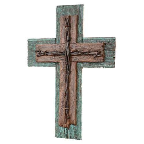 Turquoise Barbwire Wall Cross - CLEARANCE