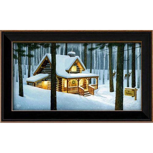 Snowy Cabin Personalized Framed Canvas - 19 x 12