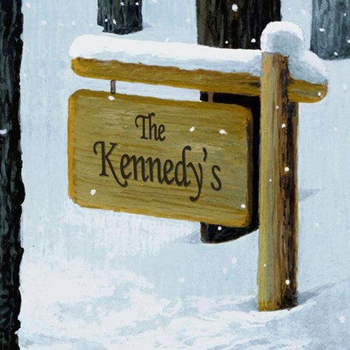 Snowy Cabin Personalized Framed Canvas - 19 x 12