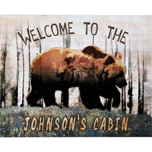 Cabin Home Personalized Block Mount - 20 x 16