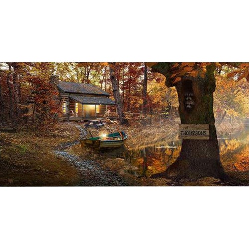 Personalized Lake Lodge Block Mount - 28 x 14