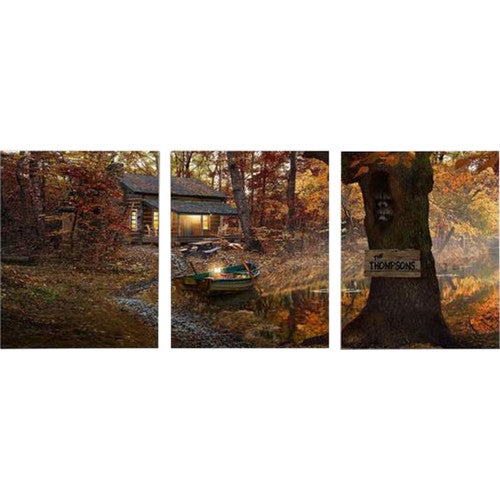 Personalized Lake Lodge Block Mount Triptych - 16 x 20 Panels
