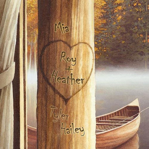 Cabin Window Personalized Block Mount - 23 x 23