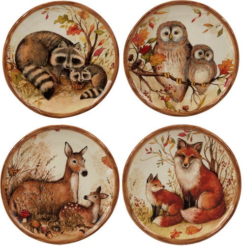 Autumn Wildlife Canape Plates - Set of 4