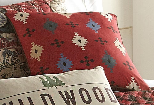 Crimson Sky Geometric Accent Pillow