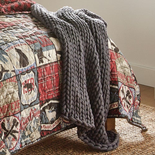 Charcoal Knitted Throw