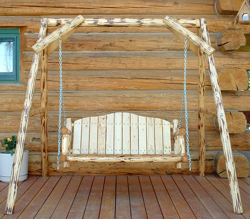 Rustic Log Swing with A Frame