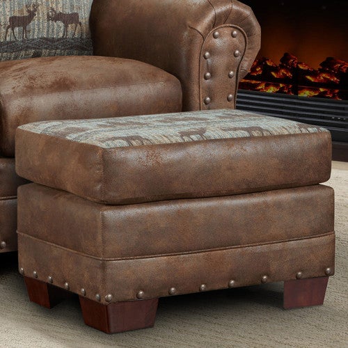 Deer Teal Lodge Ottoman