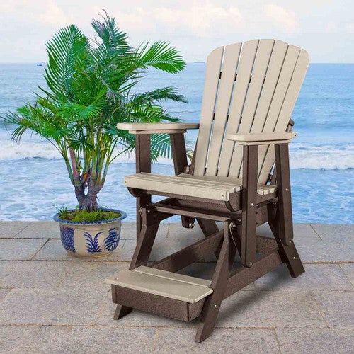Kingston Adirondack Balcony Glider - Weatherwood & Tudor Brown