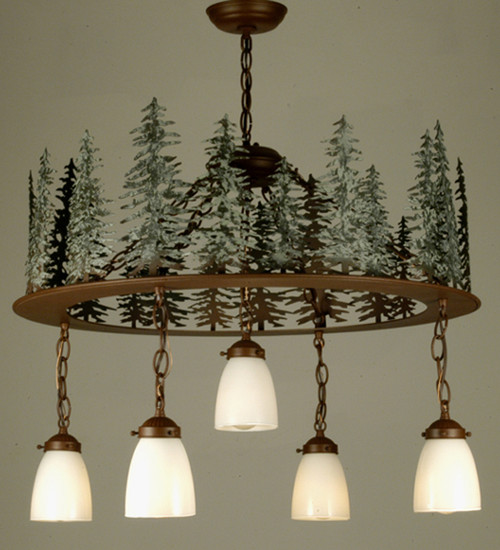 28 Inch Strunk Trees 5 Lt Pendant