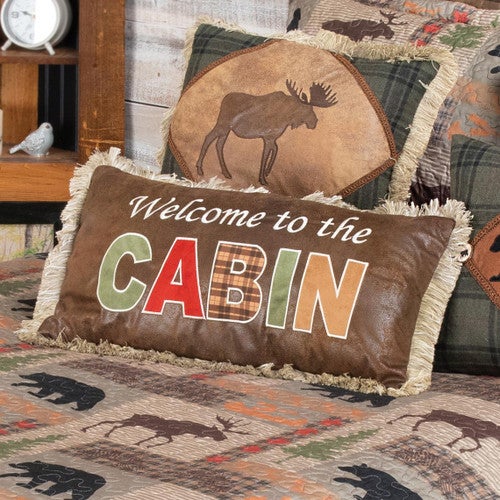 Woodland Trails Moose Plaid Pillow