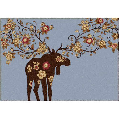 Moose Blossom Blue Rug - 4 x 5