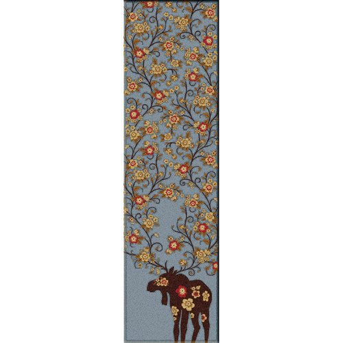 Moose Blossom Blue Rug - 2 x 8