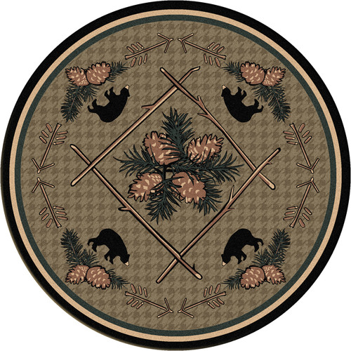 Pinecone & Bears Rug - 8 Foot Round