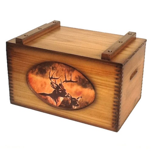 Whitetail Deer Pair Wood Storage Box