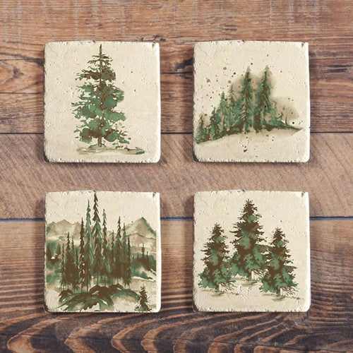 Mystic Evergreens Coasters - Set of 4