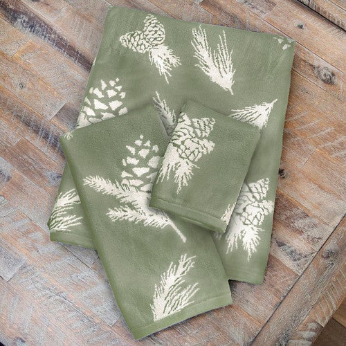 Sage Pinecones Towel Collection