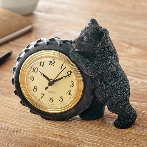 Playful Bear Cub Desk Clock