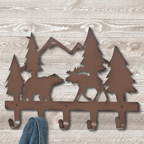 Bear & Moose Metal Art Coat Rack - CLEARANCE