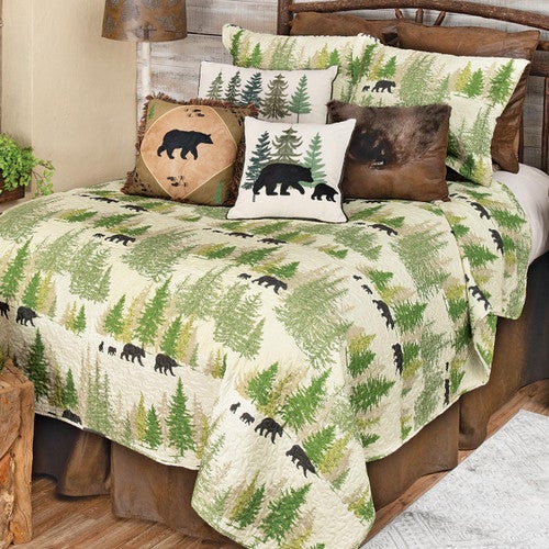 Bear Family Pines Quilt Bed Set - Twin