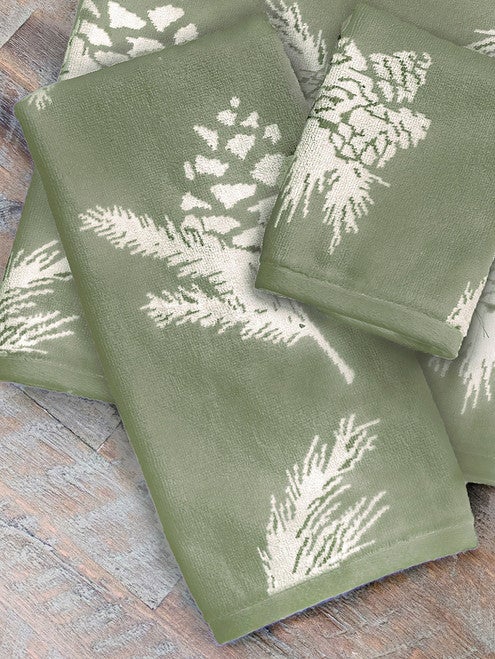 Sage Pinecones Hand Towel
