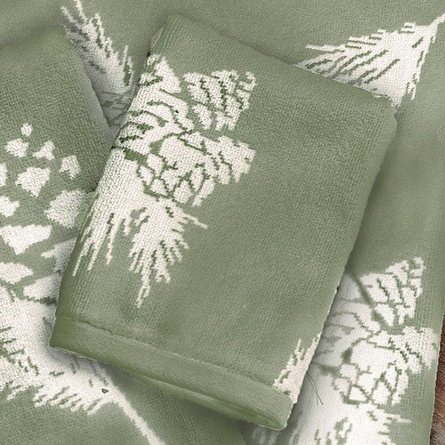 Sage Pinecones Wash Cloth