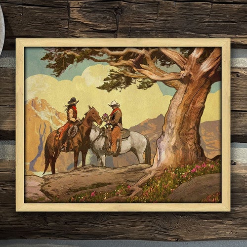 Cowboy & Cowgirl Personalized Framed Canvas - 20 x 25