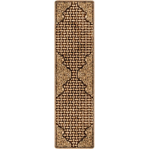 Tooled Leather Scroll & Weave Rug - 2 x 8