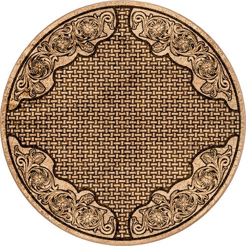 Tooled Leather Scroll & Weave Rug - 8 Ft. Round