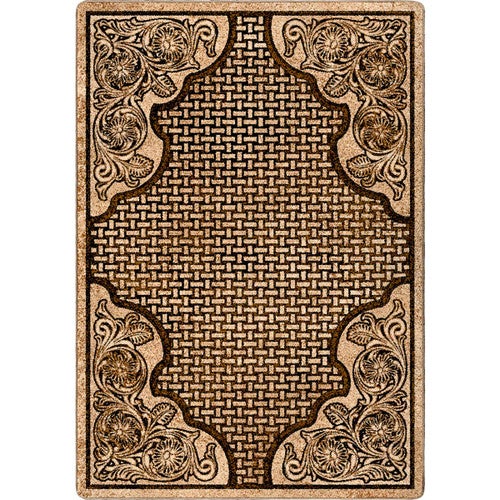 Tooled Leather Scroll & Weave Rug - 8 x 11