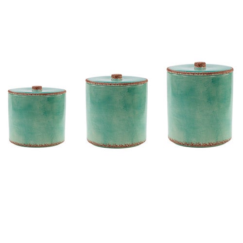Turquoise Sky Ceramic Canisters - Set of 3