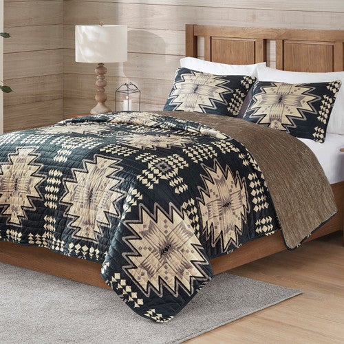 Mojave Canyon Plush Coverlet Quilt Bed Set - Full/Queen