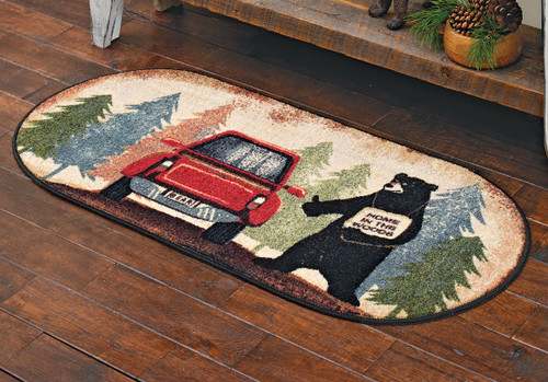 Along for the Ride Bear Oval Rug