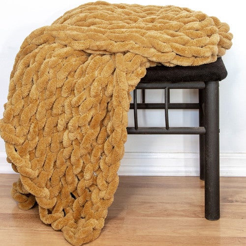 Gold Chenille Knit Throw