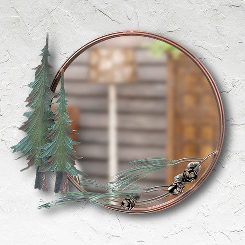 Pine Forest Metal Wall Mirror