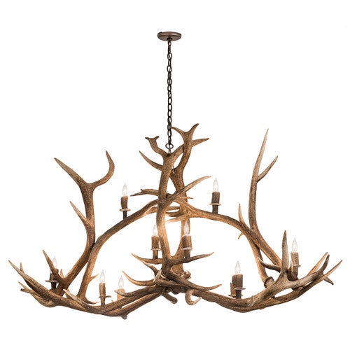 Crossbar Elk Antler Chandelier - 10 Light