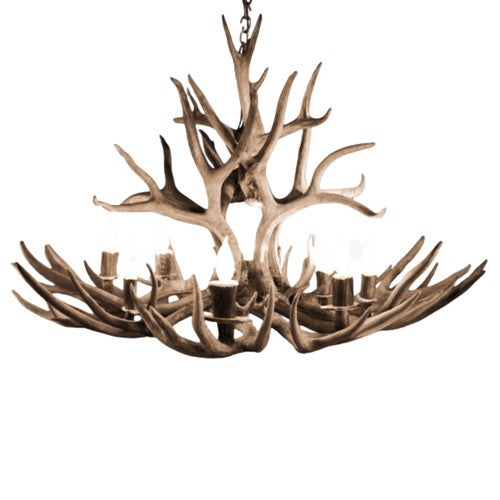 Oval Mule Deer Antler Chandelier - 8 Light