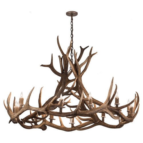 Elk Antler Wagon Wheel Chandelier - 12 Light