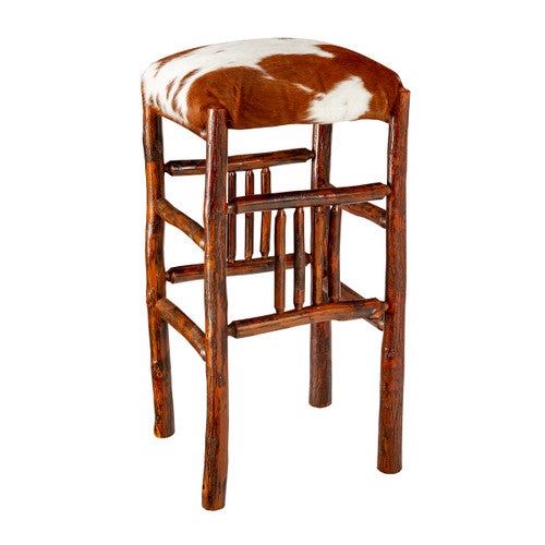 Yellowstone Gallatin Valley Spindle Backless Barstool - Cowhide Seat