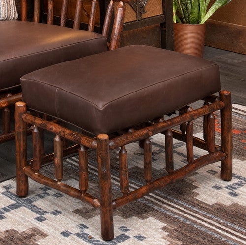 Yellowstone Gallatin Valley Leather Ottoman