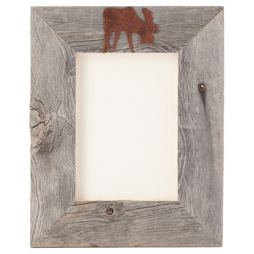 Aged Barnwood & Rust Moose 5 x 7 Frame