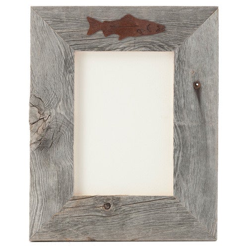 Aged Barnwood & Rust Fish 5 x 7 Frame