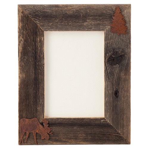 Moose & Tree Aged Barnwood 5 x 7 Frame