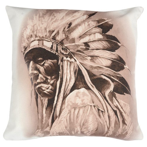 Native Chief Burlap Accent Pillow