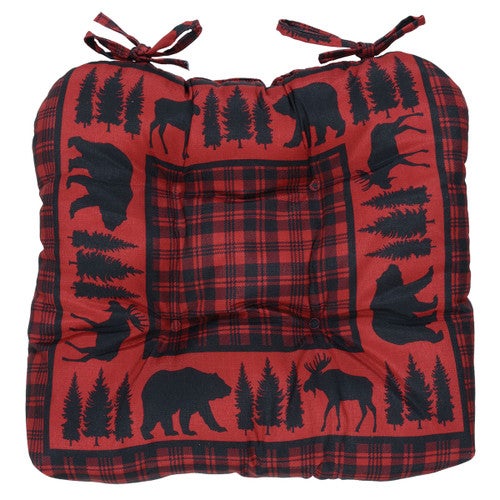 Woodland Bear & Moose Plaid Chair Pad